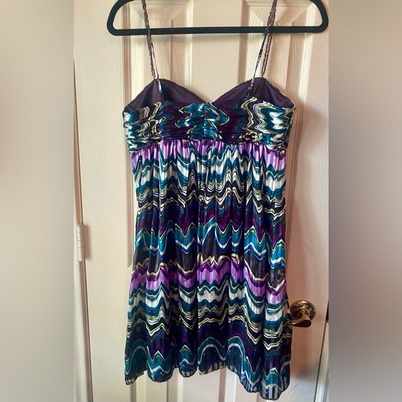 Laundry by Shelli Segal silk dress w/ beaded straps size 4 multicolor - Picture 5 of 7